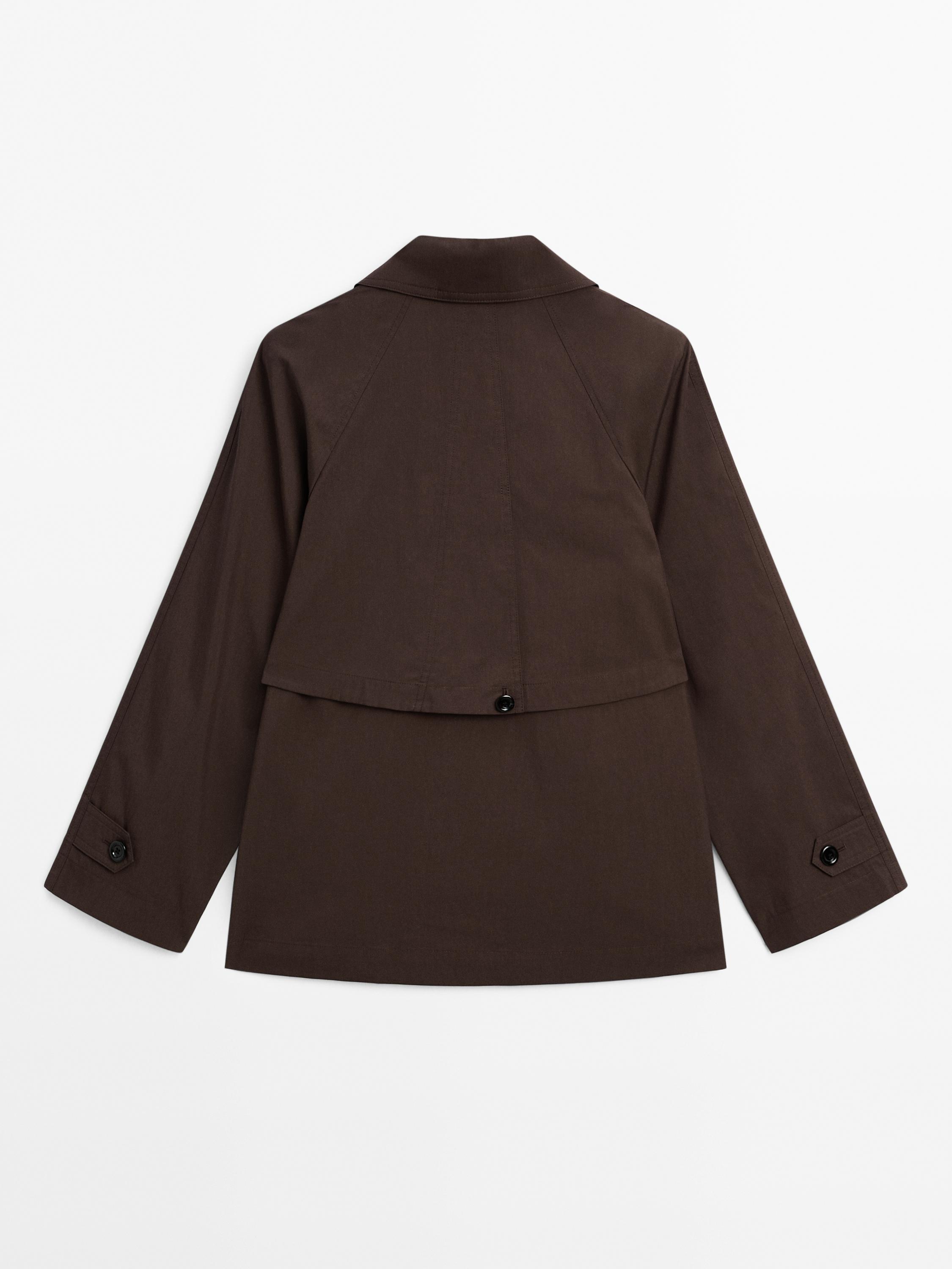 Trench dos fantaisie en coton mélangé